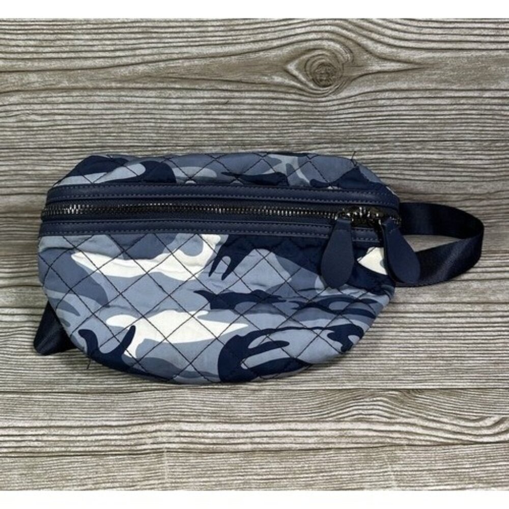 SOL & SELENE Side Kick Small Camouflage Belt Shoulder Bag In Blue Camo